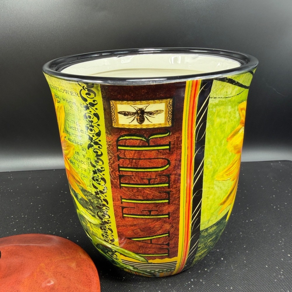 Certified International Lori Siebert Sunflower Bee Ceramic Canister Jar La Fleur - Picture 6 of 14